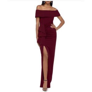 Xscape Formal Long Dress 14W Burdundy Party Gala Cruise Wedding Washable NEW
